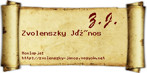 Zvolenszky János névjegykártya